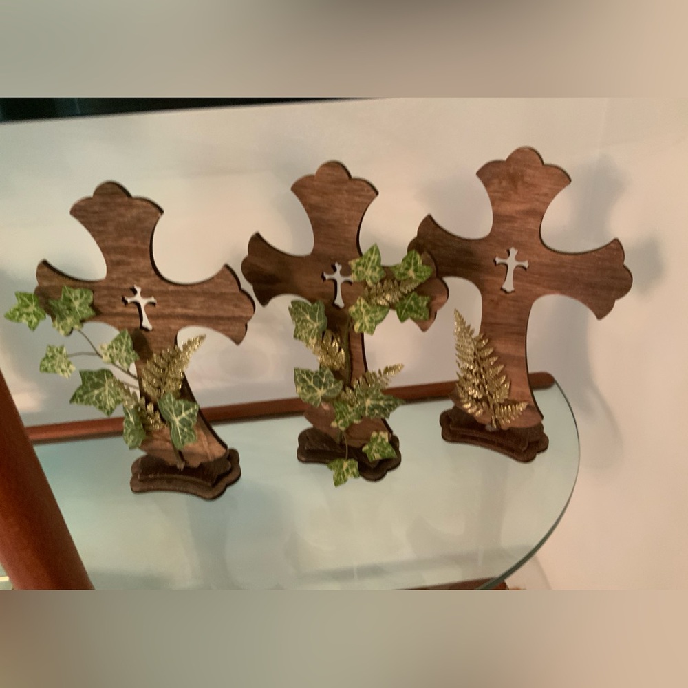 3pc. Decorated Wood cross’s